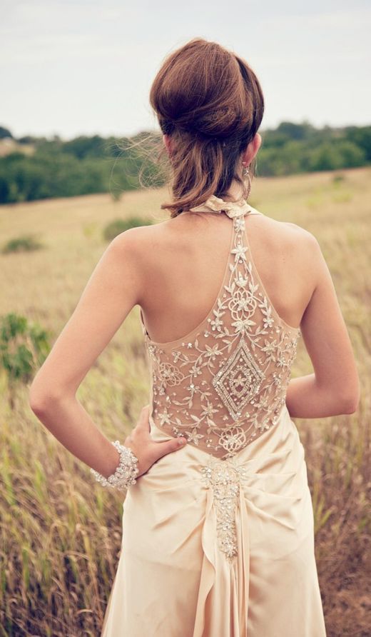 boho wedding gown with a sparkling racerback