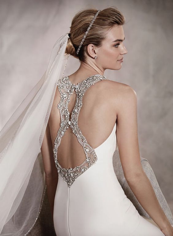 stunning jewel racerback wedding dress with cutouts