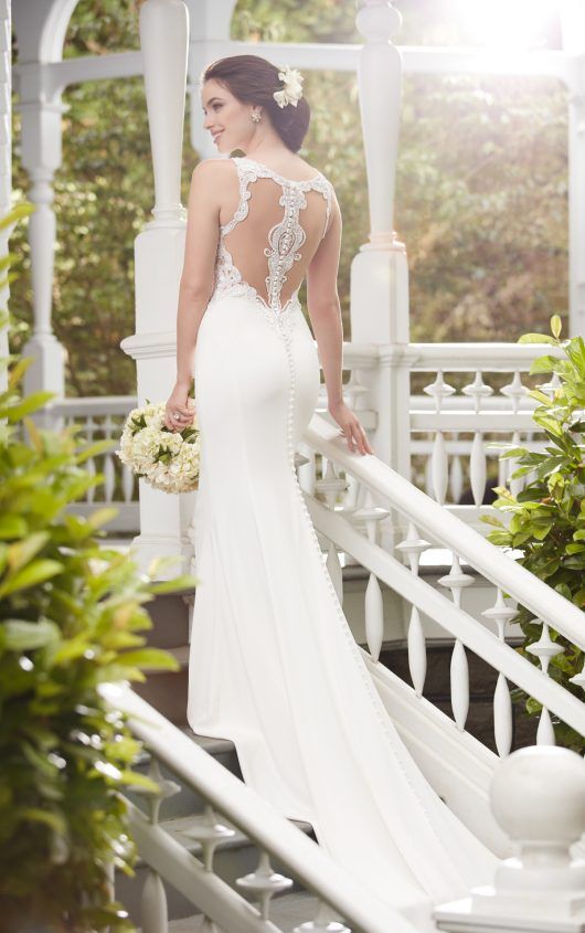 elegant wedding dress with an illusion racerback on buttons