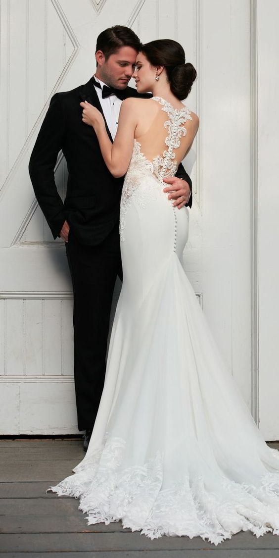 illusion racerback wedding dress with a mermaid silhouette