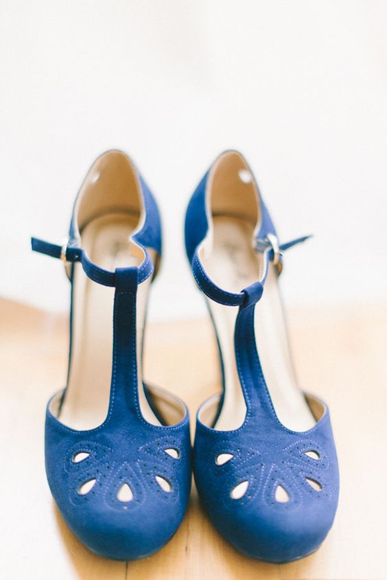 vintage indigo-Hochzeits-Schuhe mit Knöchel-Riemen