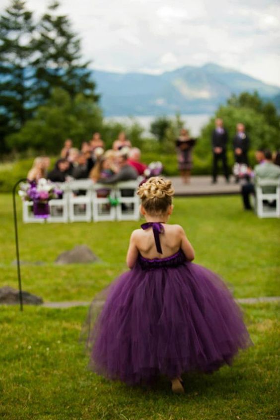 deep purple-Blumen-Mädchen-Kleid mit einem tutu-Rock