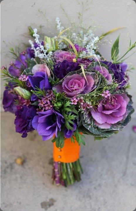 lila, Lavendel, mauve und grün bouquet mit einem orange-Vorbau-wrap