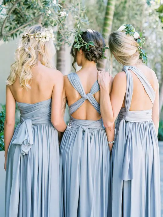 soft blau, umwandelbar Brautjungfern Kleider können getragen werden, anders