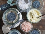 bath salts, scrubs and lotions in matching jars are nice ones for a spa bridal shower