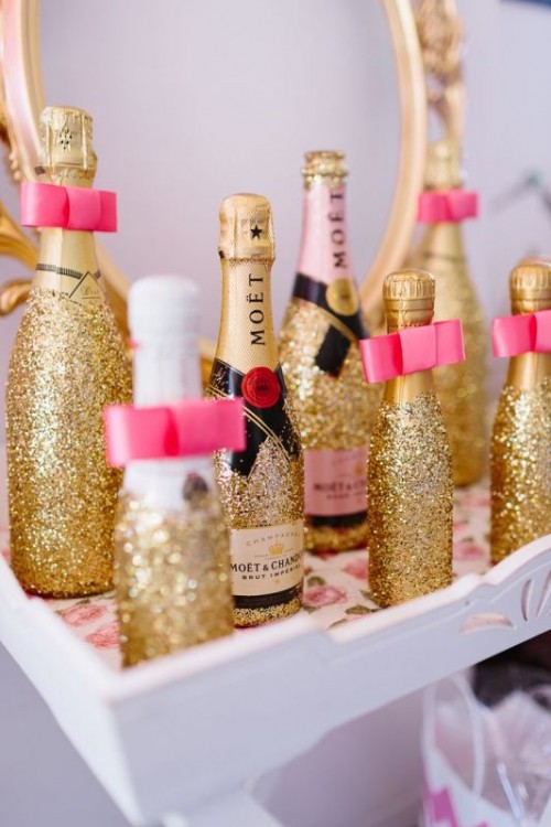 offer some small champagne bottles as favors at your bridal shower or to drink it right there