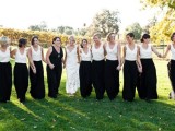 casual bridesmaid looks with white tank tops and black maxi skirts are amazing for any casual and realxed wedding