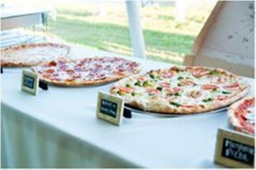 a simple pizza bar with pizzas and chalkboard marks for each is a very easy idea to try