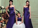 formal and refined violet maxi bridesmaid dresses, peplum and strapless ones are amazing for a chic and stylish fall wedding