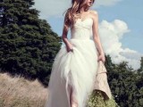 show vintage brown boots paired with a princess style wedding dress create a cute and cool bridal look at once, it’s suitable for a vintage or a rustic wedding