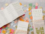 colorful and glitter square confetti of larger sizes is a very cool and bright idea for a modern wedding