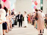 colorful balloons are a fun and cool alternative to usual wedding confetti, they will create a party feel