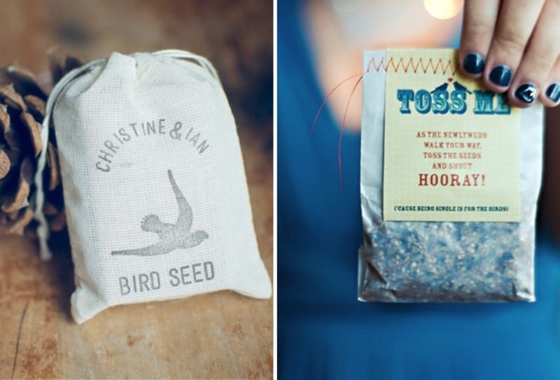 Bird seeds are super natural and cool alternatives to usual confetti and will have a cool ecological impact