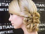 a fully braided side updo with a textural top is a stylish idea for braid-loving brides