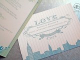 blue NYC wedding invitations are a perfect fit for a city powder blue wedding