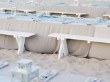 powder blue table runners are perfect for a coastal or beach wedding, they will add a soft touch of color