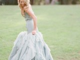 a fantastic strapless powder blue wedding dress with a train is a gorgeous idea for a bride at a powder blue wedding – your something blue