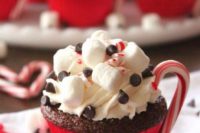 chocolate cupcakes with s’mores, chocolate chips and candy canes are ideal for any Christmas wedding