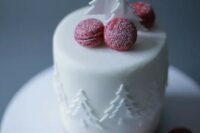 sugared cranberry macarons and white chocolate trees are amazing for a winter or a winter holiday wedding