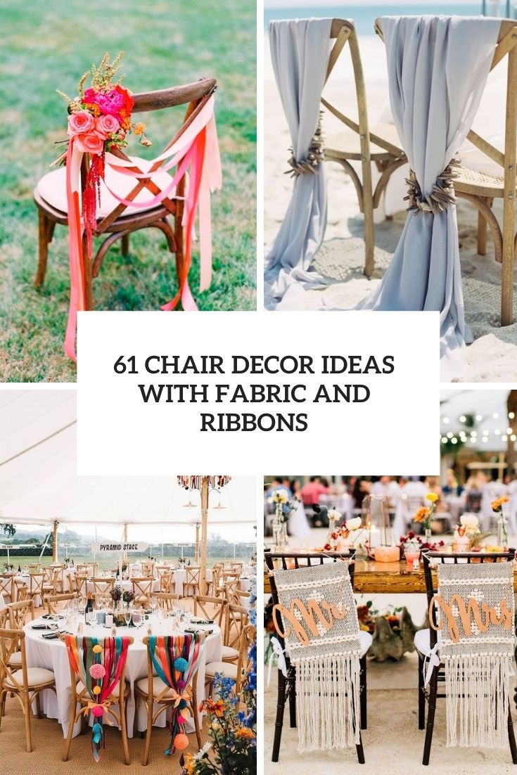 chair decor ideas with fabric and ribbons cover