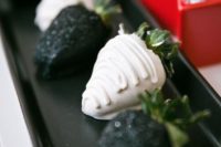 black and white chocolate covered strawberries for a tasty and stylish dessert