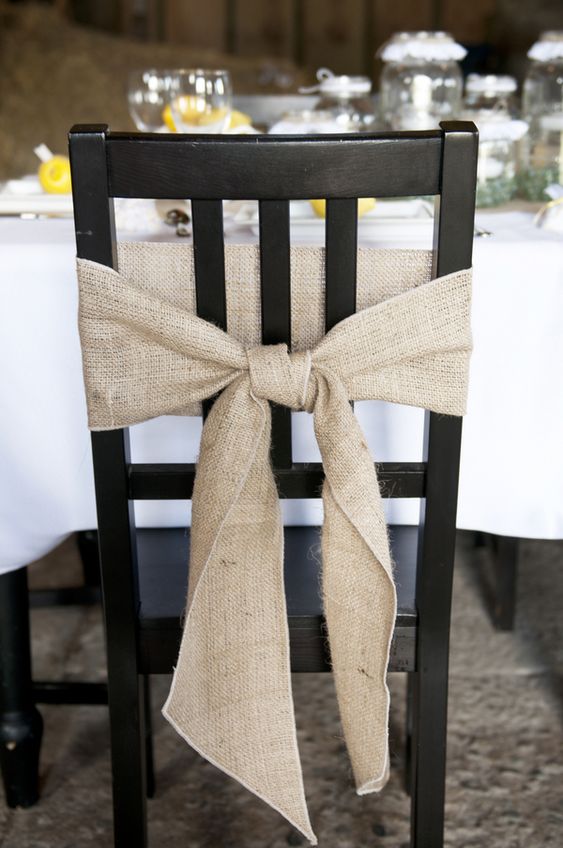 burlap chair decor is a cool idea for a rustic wedding, it's easy to recreate and chic and cool