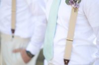mint green ties and floral boutonnieres for styling groomsmen or groom’s looks