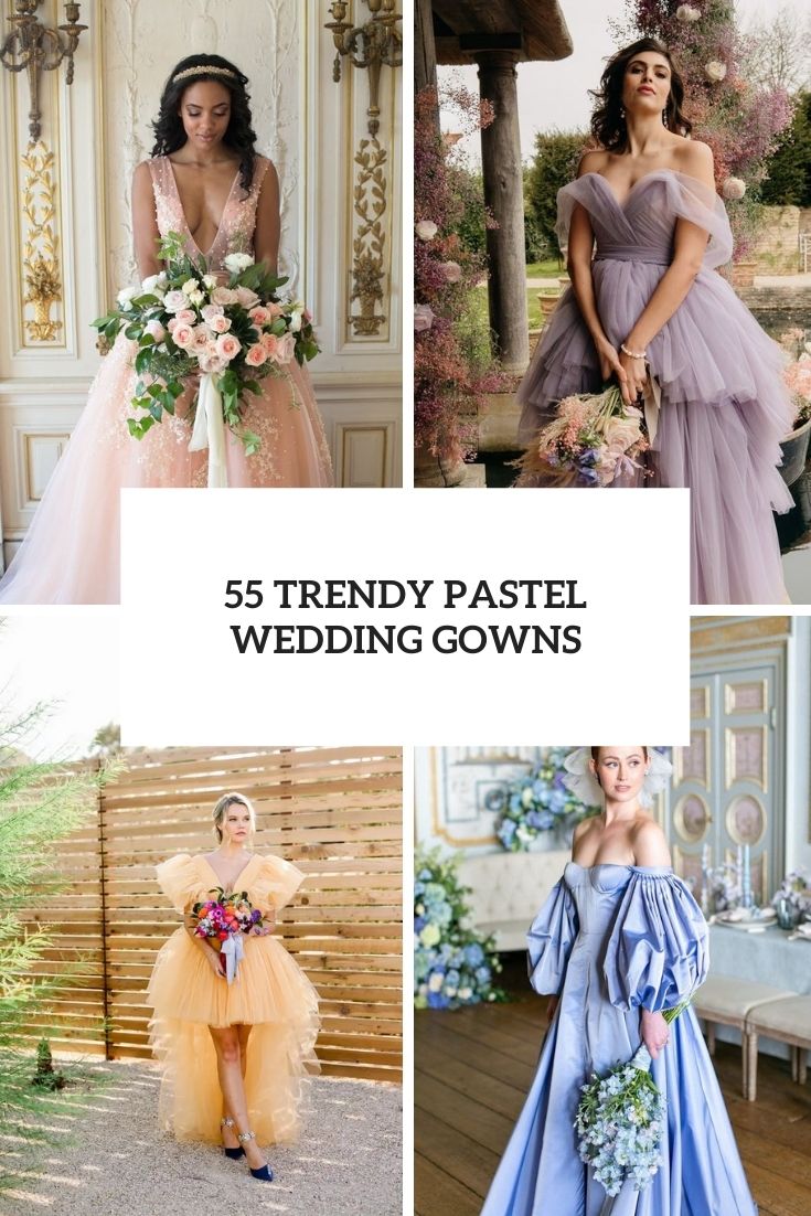 trendy pastel wedding gowns cover