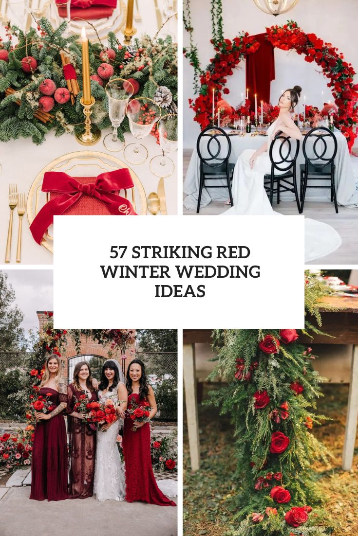 striking red winter wedding ideas cover