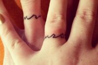 Simple and elegant wedding ring tattoos of curvsive Mr and Mrs are not too much