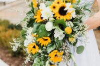 a cute bouquet with sunflowers