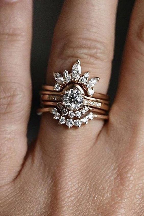 a stacked diamond engagement ring like this one will elave your speechless and will make you swoon over it