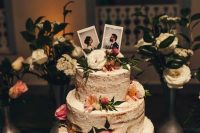 a cute naked wedding cake design