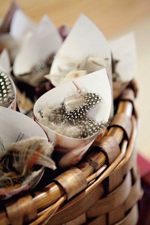 feathers are a very cute idea for a boho wedding, make sure that they are collected in a natural way