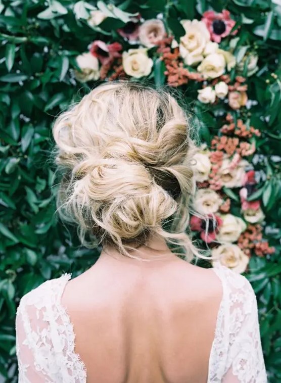 a romantic tousled updo looks cool on hair with lowlights, you needn't any additional accents to make it look cooler