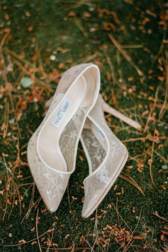 classy lace wedding shoes by Jimmy Choo is a sophisticated addition to your bridal look