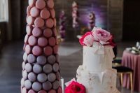 a beautiful and tall ombre macaron wedding tower is a lovely idea for a refined wedding, it can be an alternative to a usual wedding cake or served together with it