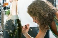 an oversized bottle or several ones can be taken home after the wedding and you can read all the wishes