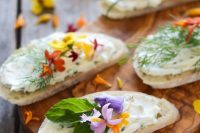 cream cheese and chive sandwiches are a creative wedding appetizer idea for a spring or summer celebration