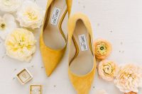a lovely pair of yellow wedding shoes