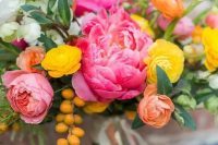 a lovely bouquet with peonies