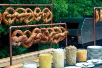 a trendy pretzel bar with various toppings to choose from is a cool casual idea to try