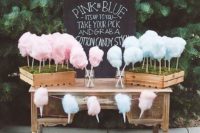 a wedding cotton candy bar is a cute and fun idea for any wedding with a retro feel