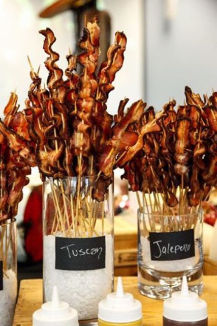 a wedding glazed cabon bar is a cool idea, provide some ketchups and sauces for a better taste