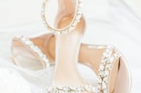 gorgeous embellished ankle strap sandals will add a touch of bling and chic to your summer bridal look