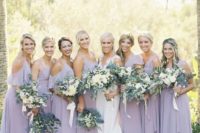 cold shoulder maxi lilac bridesmaid dresses are super chic and very feminine