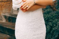 a chic white lace off the shoulder knee dress is a stylish and sexy idea to rock at your event