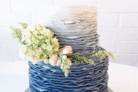 a cute blue wedding cake