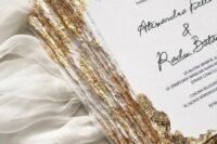 personalize your black and white wedding invitations with a touch of gold foil