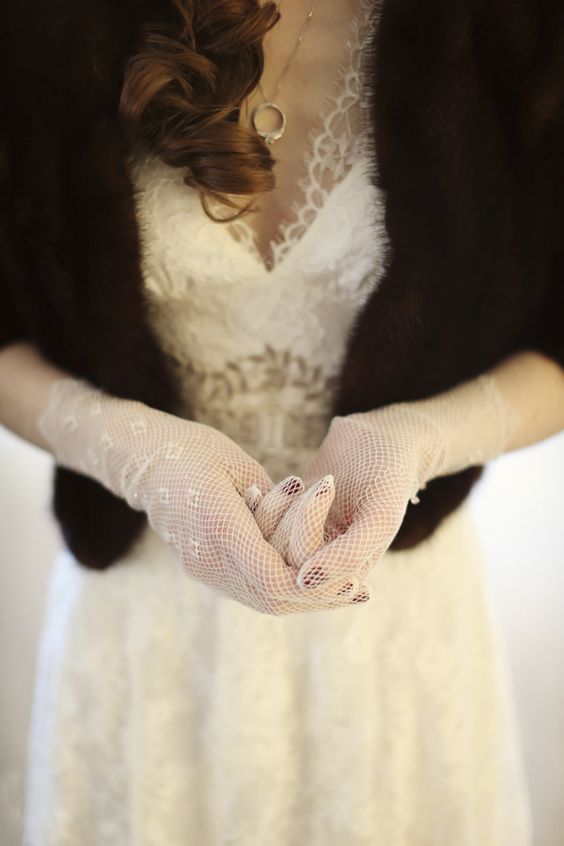 sheer net gloves with embellishments are delicate and lovely, they won't make you fall warm but will add a refined feel to the look